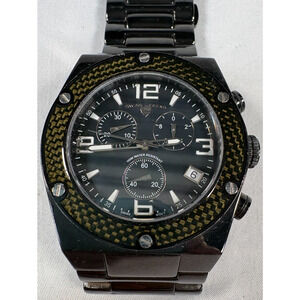 Swiss Legend Chronograph Watch Black Ion Carbon Fiber Dial Date 316L Used